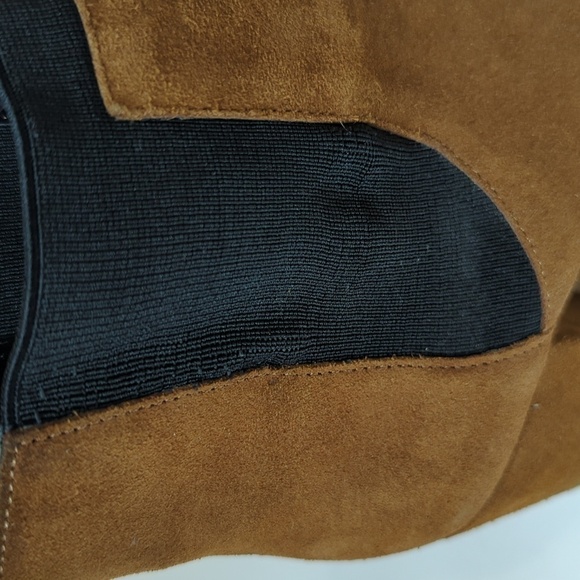 Zara Suede Chelsea Block Heel Bootie Brown Black 39/8 fall streetwear bohemian - Picture 8 of 9